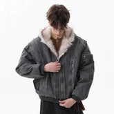 NOAH MARS Mountain Print Velvet Lined Hooded Cotton Jacket Men Old Money Winter Coat