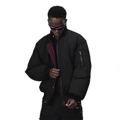 NOAH MARS Double-Sided MA1 Pilot Cotton Jacket Men Red Velvet Lined Winter Coat