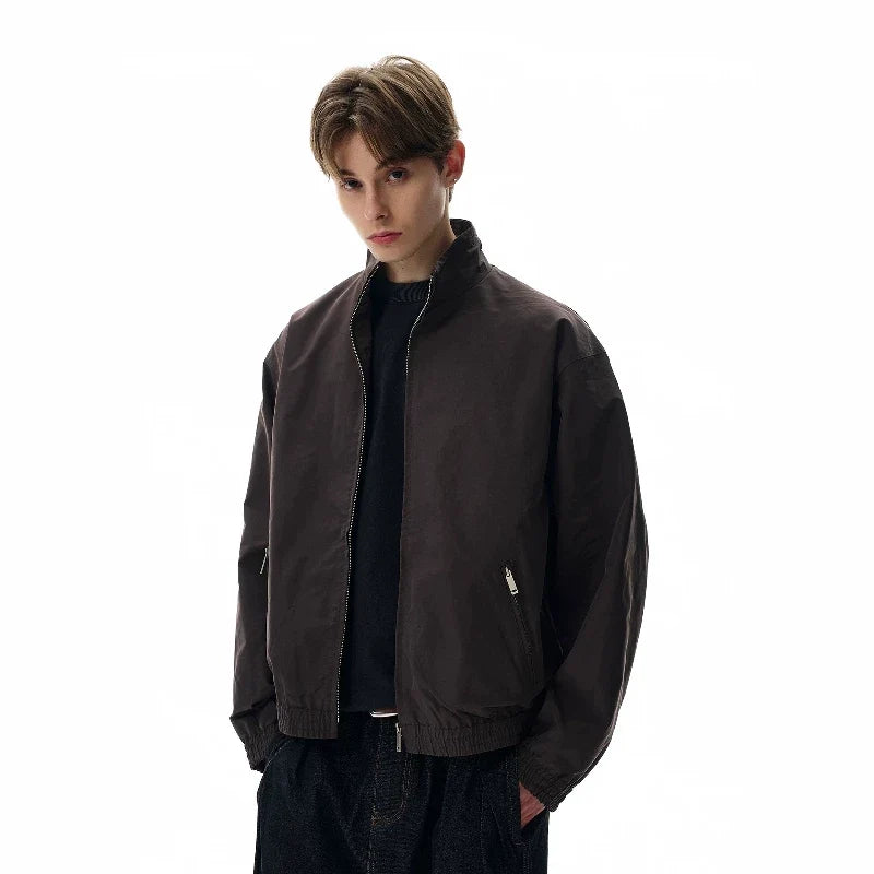 NOAH MARS Old Money Vibe Stand Collar Short Casual Windbreaker Jacket