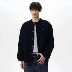 NOAH MARS Men Oversized Zip Cardigan Sweatshirt Chest Cross Embroidery Logo