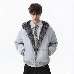 NOAH MARS Mountain Print Velvet Lined Hooded Cotton Jacket Men Old Money Winter Coat