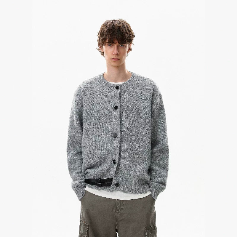 NOAH MARS Retro Old Money Wool Knit Button Cardigan for Men Autumn Winter
